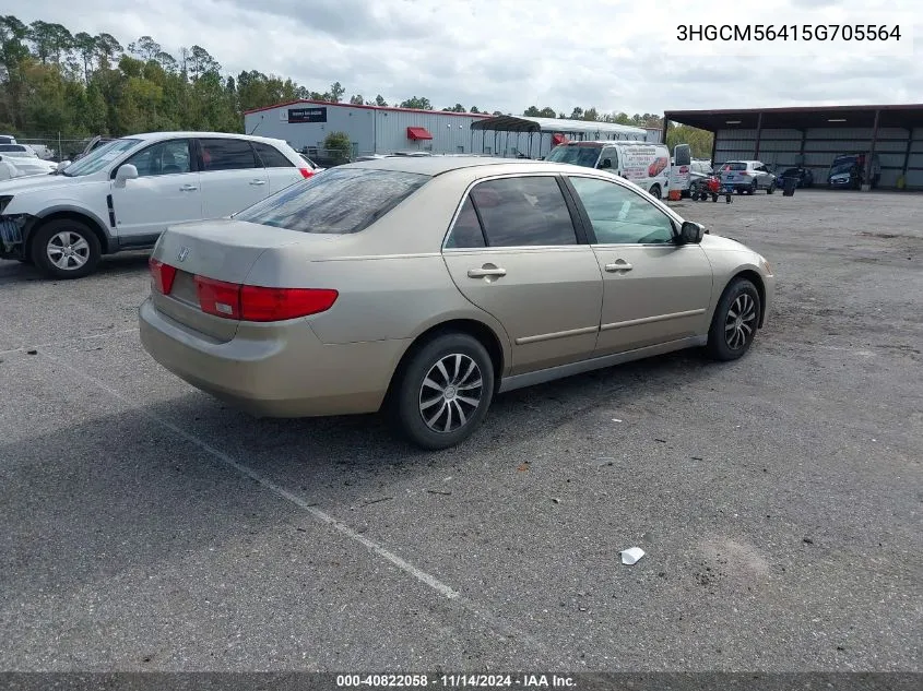 2005 Honda Accord 2.4 Lx VIN: 3HGCM56415G705564 Lot: 40822058