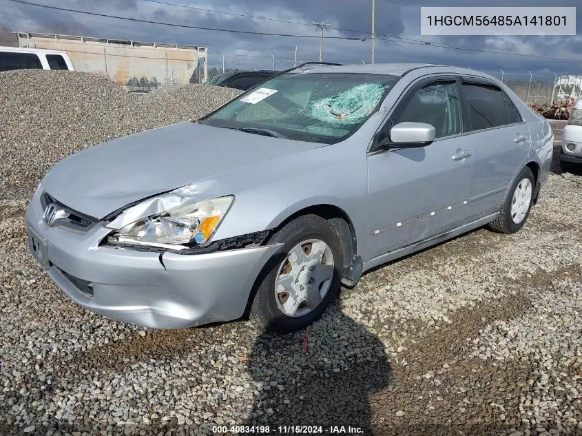 2005 Honda Accord 2.4 Lx VIN: 1HGCM56485A141801 Lot: 40834198