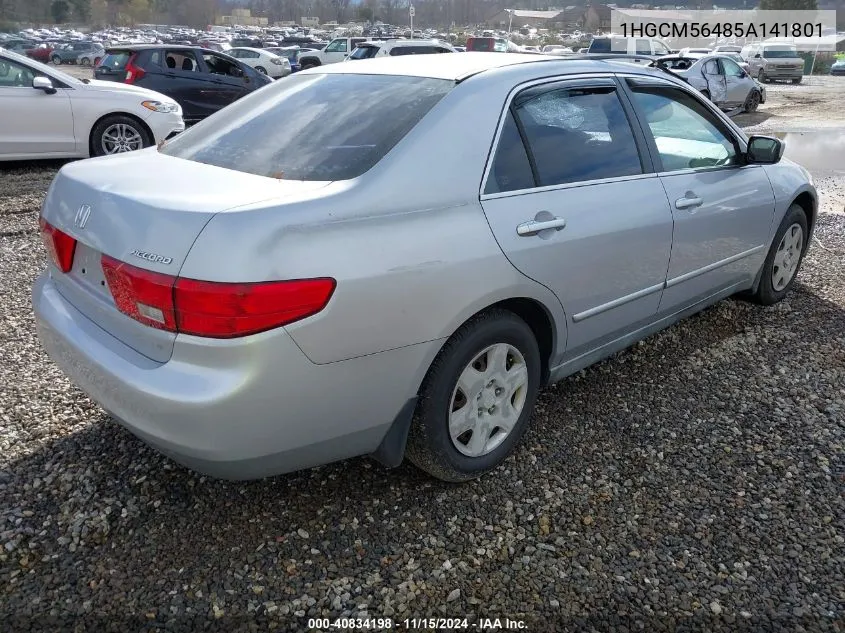 2005 Honda Accord 2.4 Lx VIN: 1HGCM56485A141801 Lot: 40834198