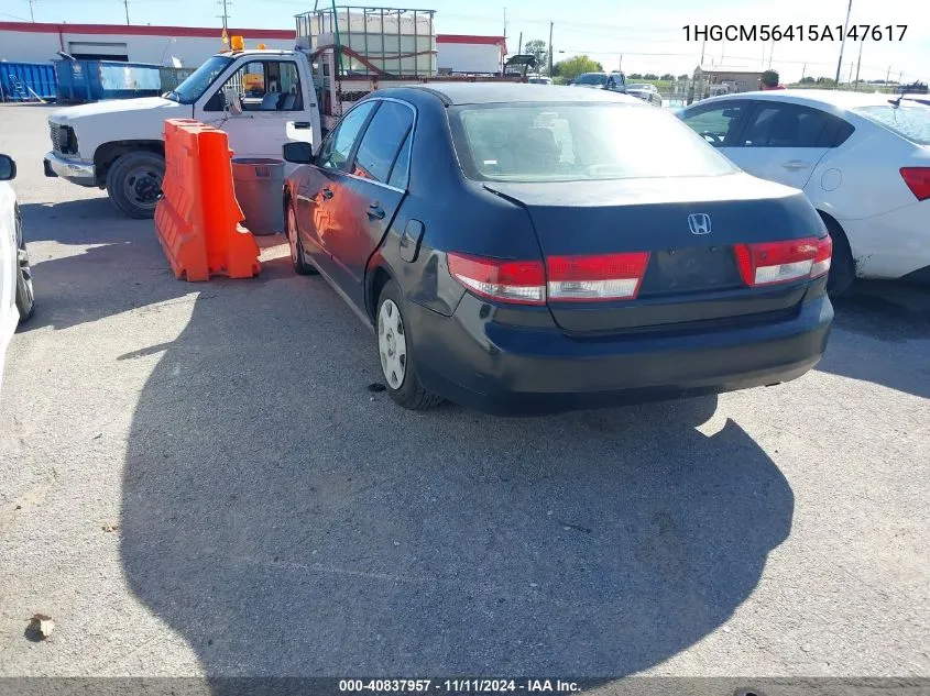 2005 Honda Accord 2.4 Lx VIN: 1HGCM56415A147617 Lot: 40837957