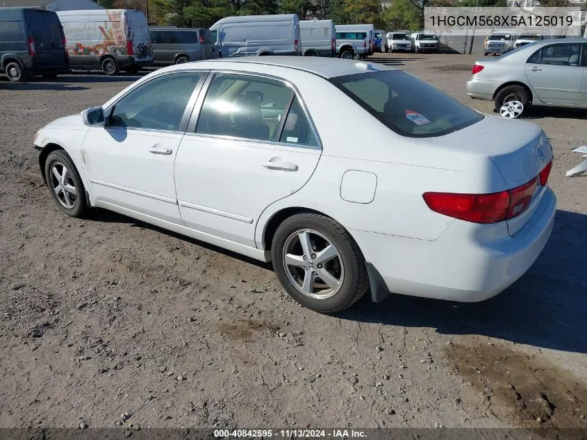 2005 Honda Accord 2.4 Ex VIN: 1HGCM568X5A125019 Lot: 40842595