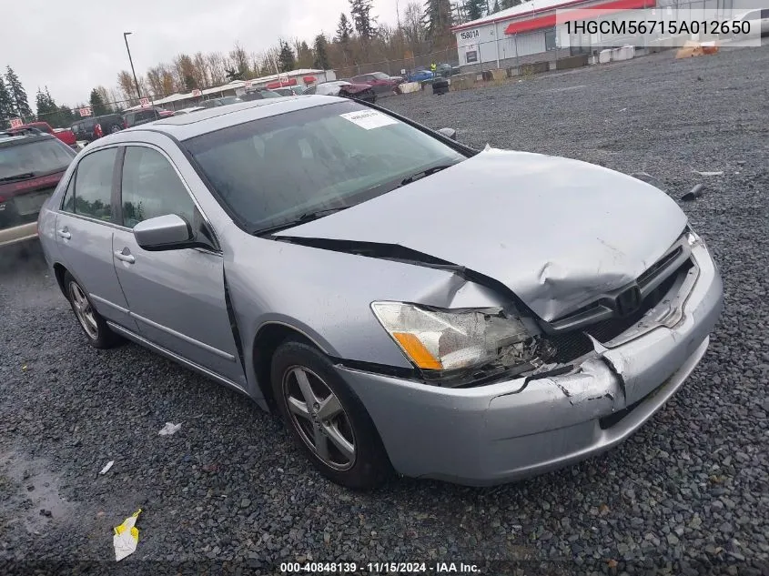 2005 Honda Accord 2.4 Ex VIN: 1HGCM56715A012650 Lot: 40848139