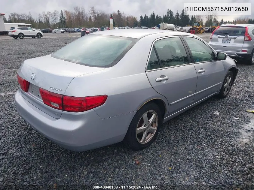 2005 Honda Accord 2.4 Ex VIN: 1HGCM56715A012650 Lot: 40848139