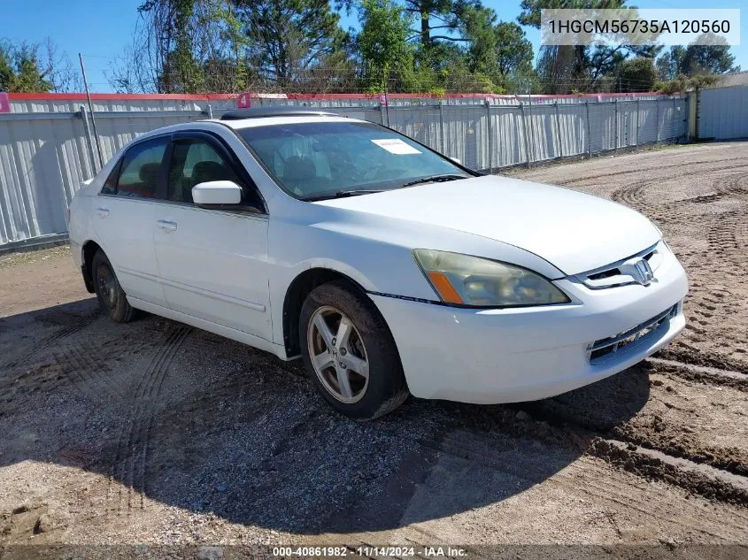 2005 Honda Accord 2.4 Ex VIN: 1HGCM56735A120560 Lot: 40861982