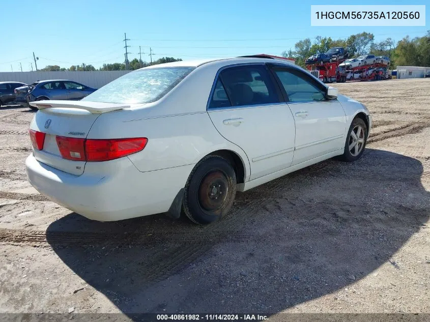 2005 Honda Accord 2.4 Ex VIN: 1HGCM56735A120560 Lot: 40861982