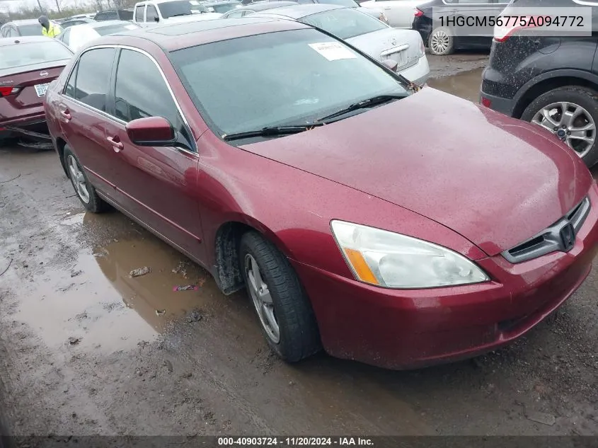 2005 Honda Accord 2.4 Ex VIN: 1HGCM56775A094772 Lot: 40903724