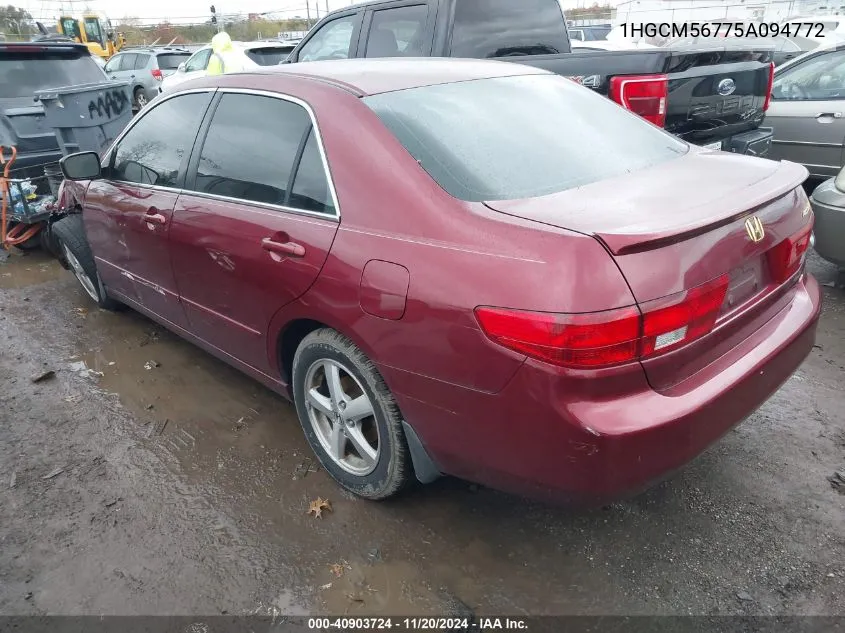 2005 Honda Accord 2.4 Ex VIN: 1HGCM56775A094772 Lot: 40903724