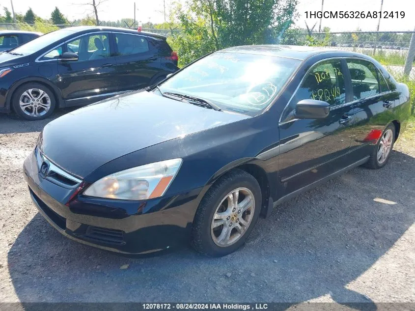 2006 Honda Accord VIN: 1HGCM56326A812419 Lot: 12078172