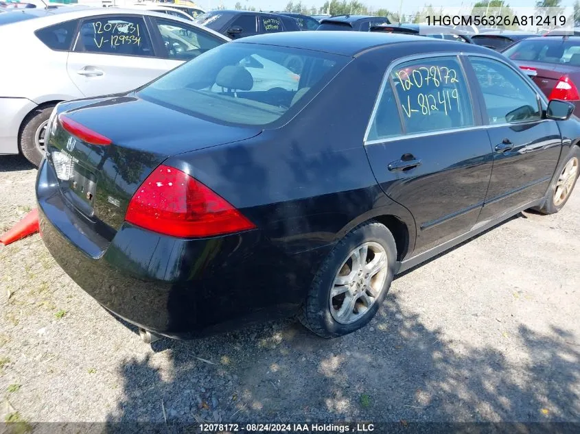 2006 Honda Accord VIN: 1HGCM56326A812419 Lot: 12078172