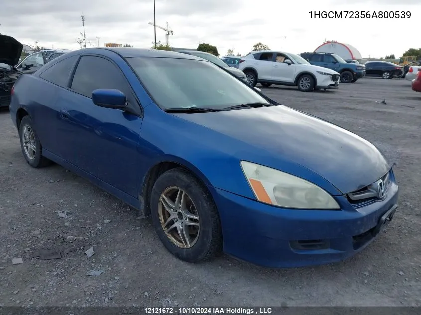 2006 Honda Accord VIN: 1HGCM72356A800539 Lot: 12121672