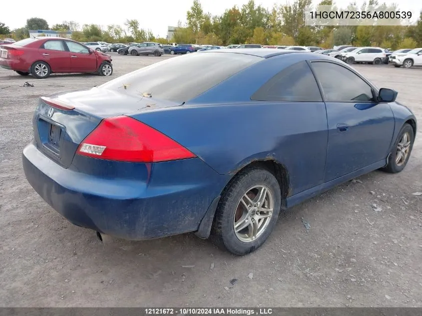 2006 Honda Accord VIN: 1HGCM72356A800539 Lot: 12121672