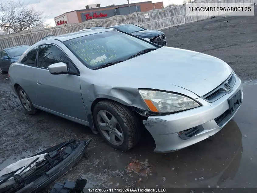 2006 Honda Accord Cpe VIN: 1HGCM81696A800125 Lot: 12127856