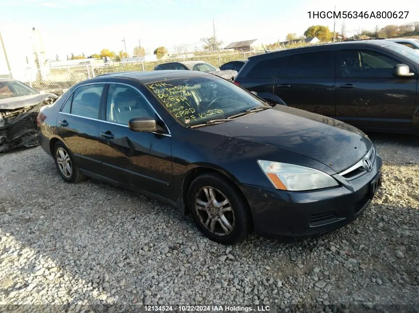 2006 Honda Accord Sdn VIN: 1HGCM56346A800627 Lot: 12134524