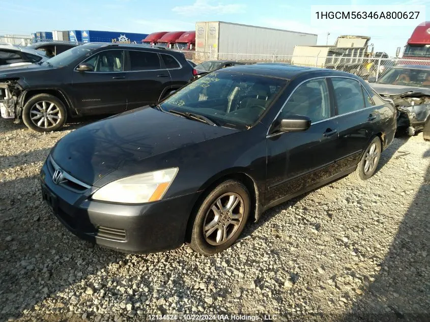 2006 Honda Accord Sdn VIN: 1HGCM56346A800627 Lot: 12134524