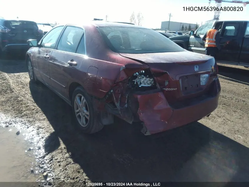 1HGCM56396A800820 2006 Honda Accord Sdn