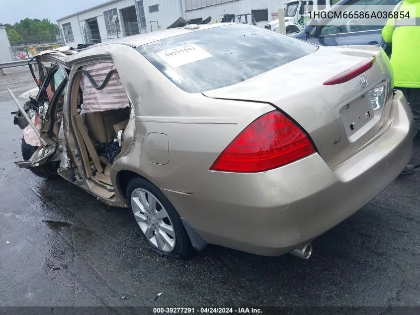 2006 Honda Accord 3.0 Ex VIN: 1HGCM66586A036854 Lot: 39277291