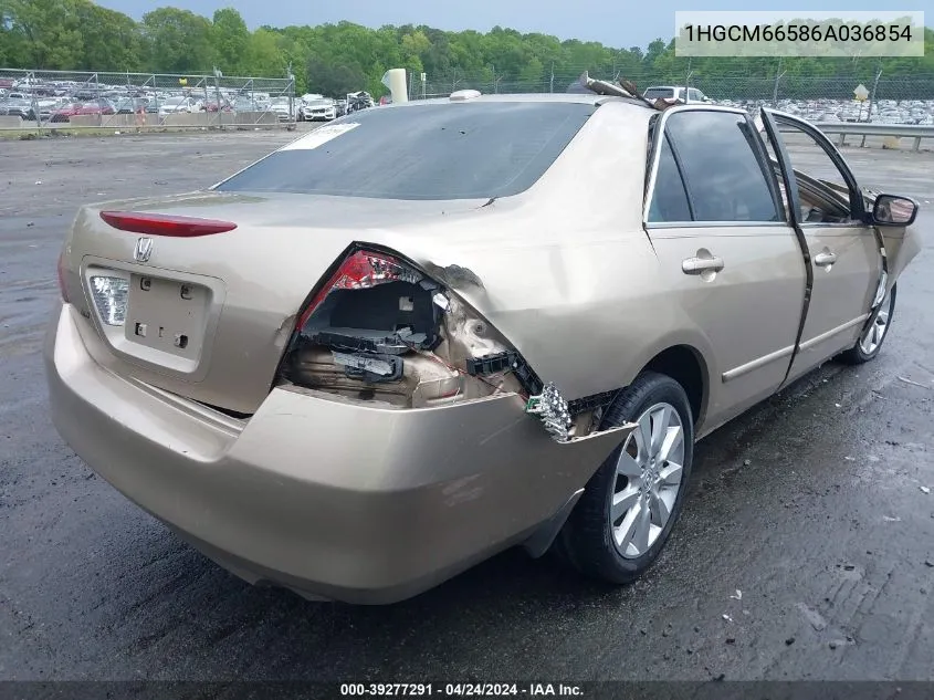 2006 Honda Accord 3.0 Ex VIN: 1HGCM66586A036854 Lot: 39277291