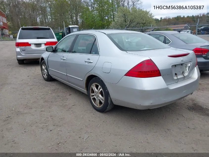 1HGCM56386A105387 2006 Honda Accord 2.4 Se