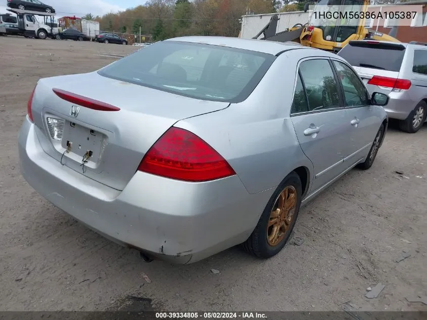 2006 Honda Accord 2.4 Se VIN: 1HGCM56386A105387 Lot: 39334805