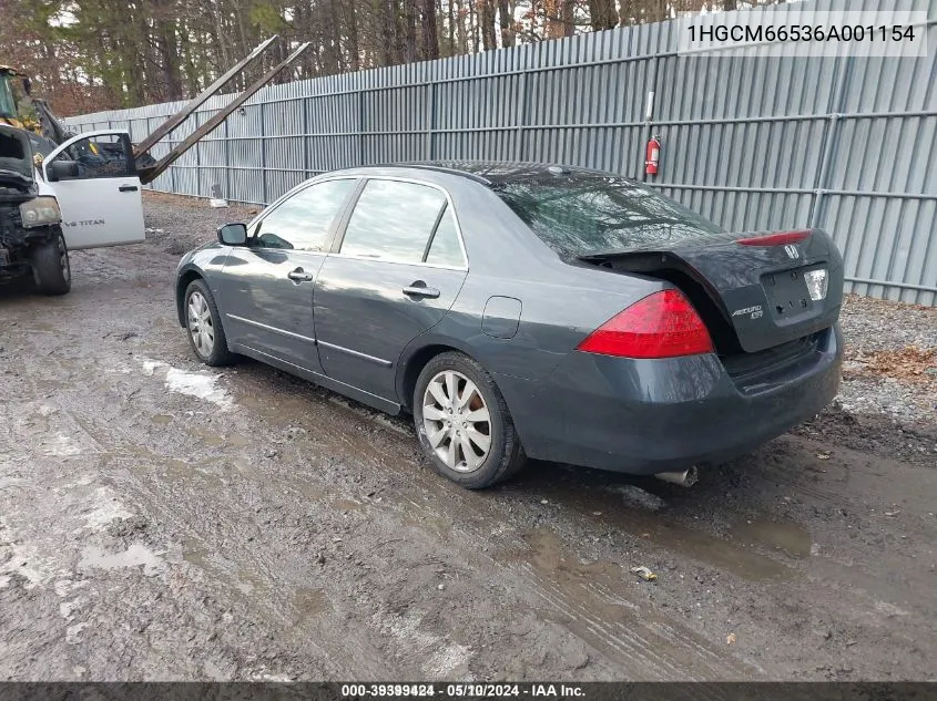 2006 Honda Accord 3.0 Ex VIN: 1HGCM66536A001154 Lot: 39399424