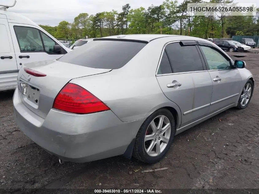 2006 Honda Accord 3.0 Ex VIN: 1HGCM66526A055898 Lot: 39453010