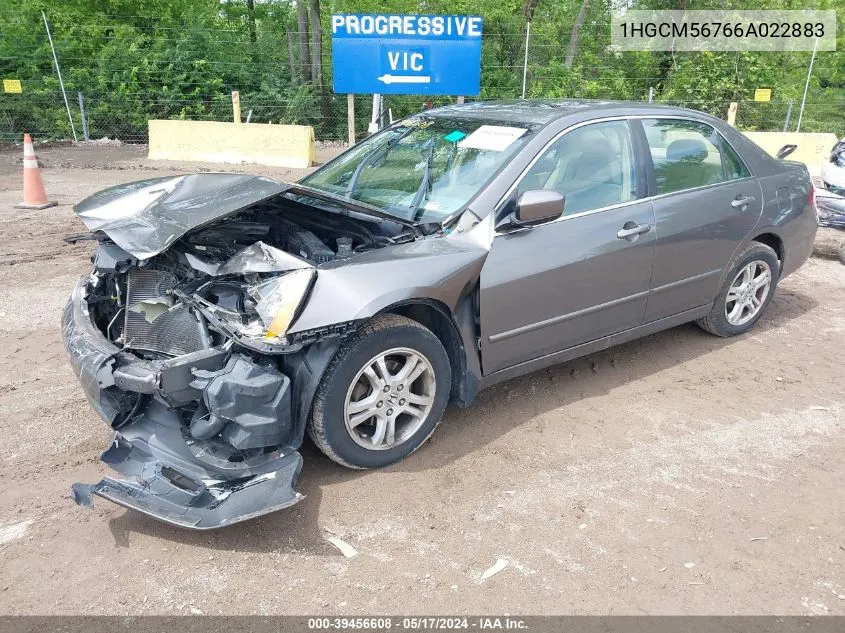 1HGCM56766A022883 2006 Honda Accord 2.4 Ex