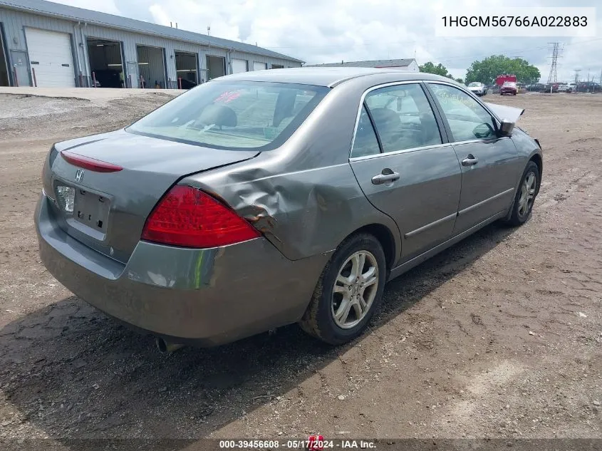 2006 Honda Accord 2.4 Ex VIN: 1HGCM56766A022883 Lot: 39456608