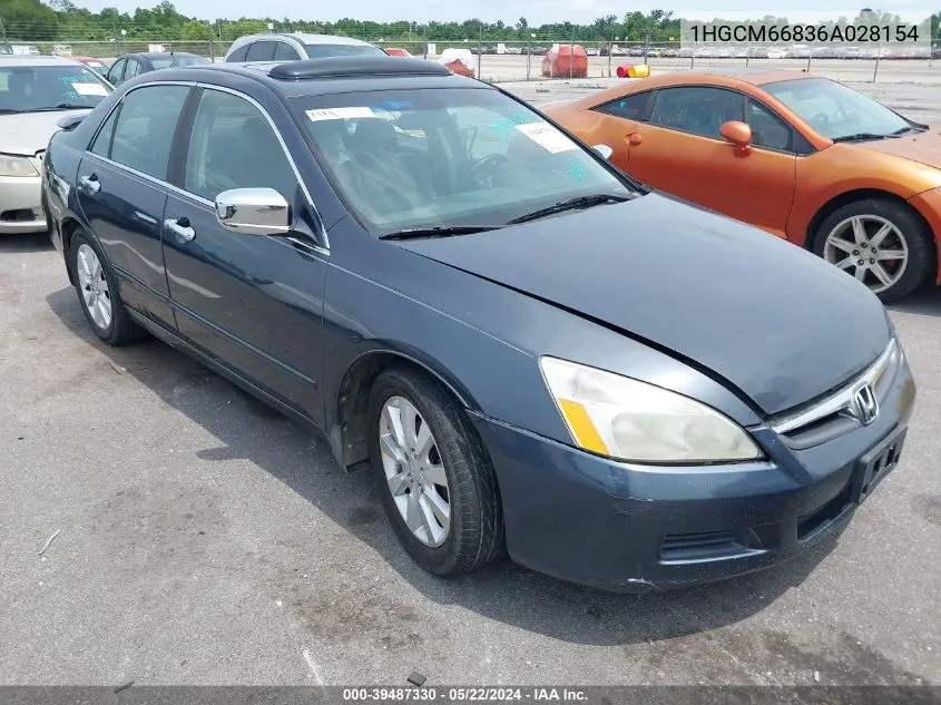 2006 Honda Accord 3.0 Ex VIN: 1HGCM66836A028154 Lot: 39487330