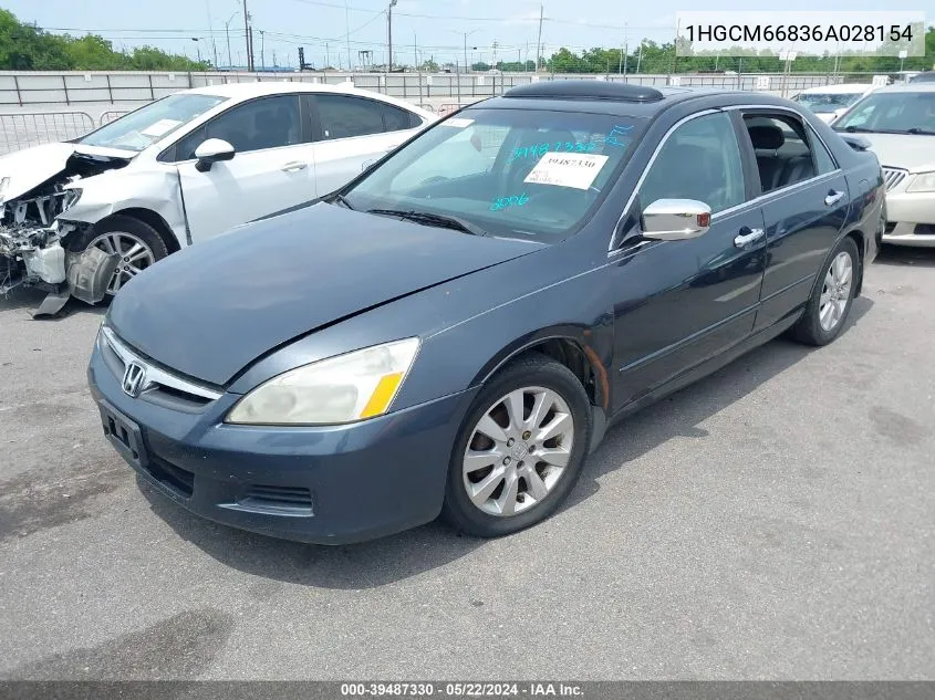 2006 Honda Accord 3.0 Ex VIN: 1HGCM66836A028154 Lot: 39487330