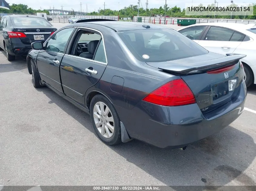 2006 Honda Accord 3.0 Ex VIN: 1HGCM66836A028154 Lot: 39487330