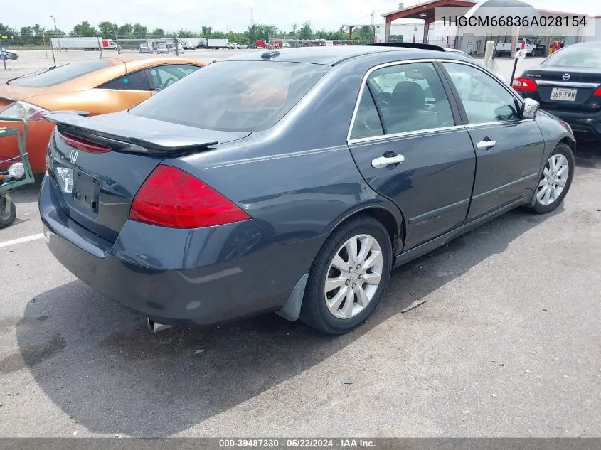 1HGCM66836A028154 2006 Honda Accord 3.0 Ex