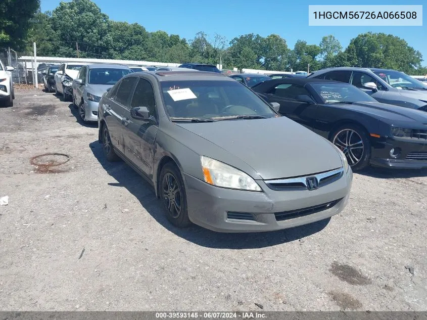 2006 Honda Accord 2.4 Ex VIN: 1HGCM56726A066508 Lot: 39593145