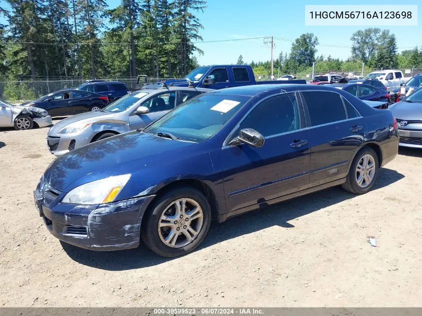 1HGCM56716A123698 2006 Honda Accord 2.4 Ex