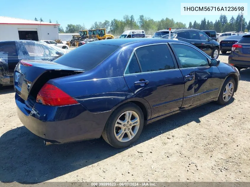 2006 Honda Accord 2.4 Ex VIN: 1HGCM56716A123698 Lot: 39599523