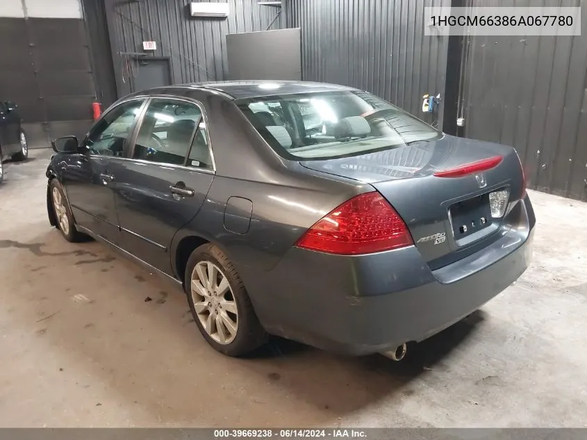 2006 Honda Accord 3.0 Lx VIN: 1HGCM66386A067780 Lot: 39669238