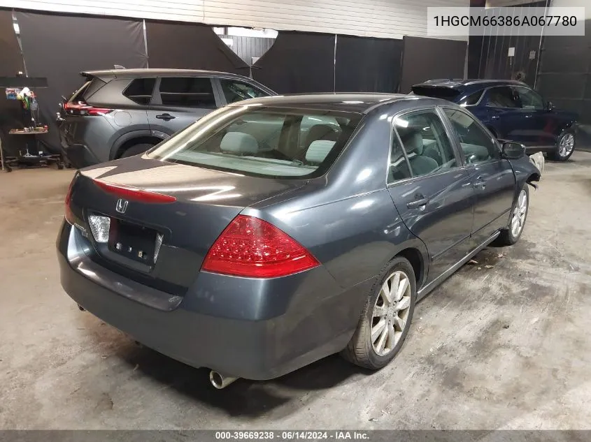 2006 Honda Accord 3.0 Lx VIN: 1HGCM66386A067780 Lot: 39669238