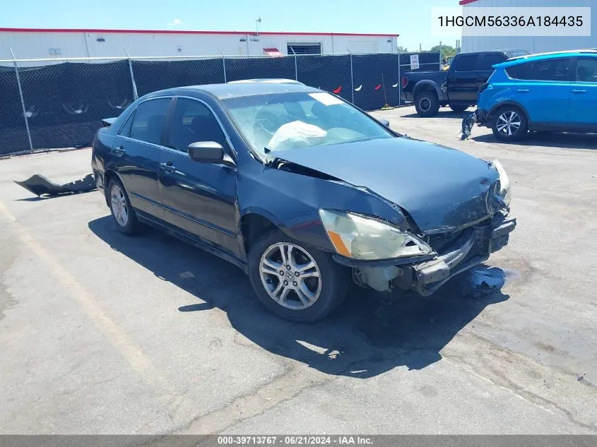 2006 Honda Accord 2.4 Se VIN: 1HGCM56336A184435 Lot: 39713767