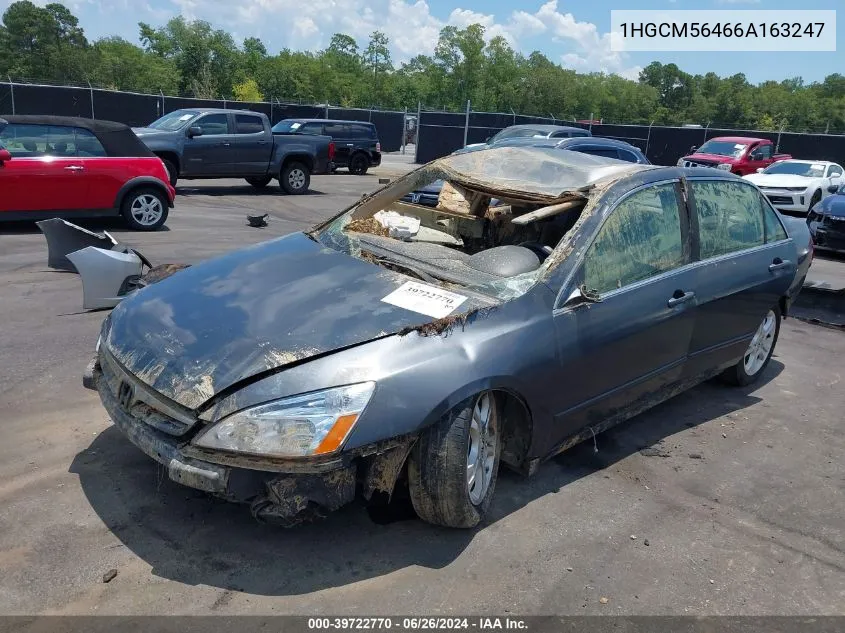 2006 Honda Accord 2.4 Lx VIN: 1HGCM56466A163247 Lot: 39722770