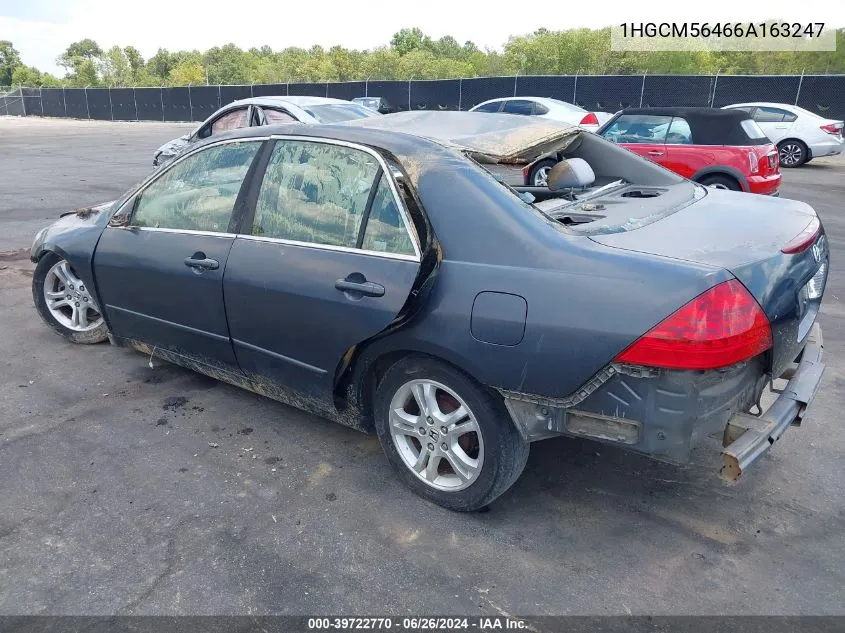 2006 Honda Accord 2.4 Lx VIN: 1HGCM56466A163247 Lot: 39722770