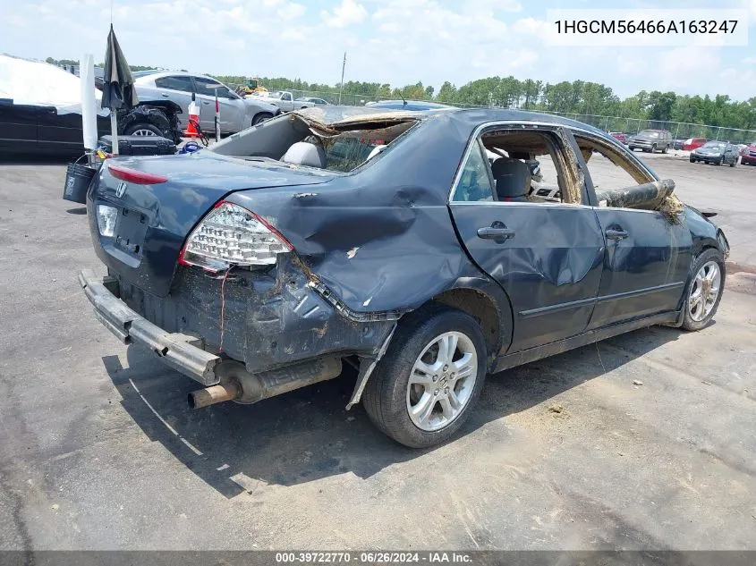 2006 Honda Accord 2.4 Lx VIN: 1HGCM56466A163247 Lot: 39722770