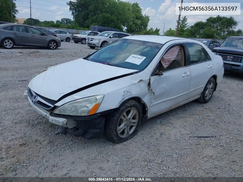 2006 Honda Accord 2.4 Se VIN: 1HGCM56356A133597 Lot: 39843415