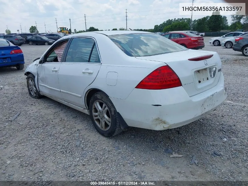 2006 Honda Accord 2.4 Se VIN: 1HGCM56356A133597 Lot: 39843415