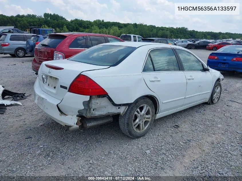 2006 Honda Accord 2.4 Se VIN: 1HGCM56356A133597 Lot: 39843415