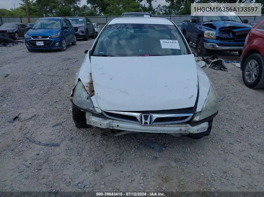 2006 Honda Accord 2.4 Se VIN: 1HGCM56356A133597 Lot: 39843415