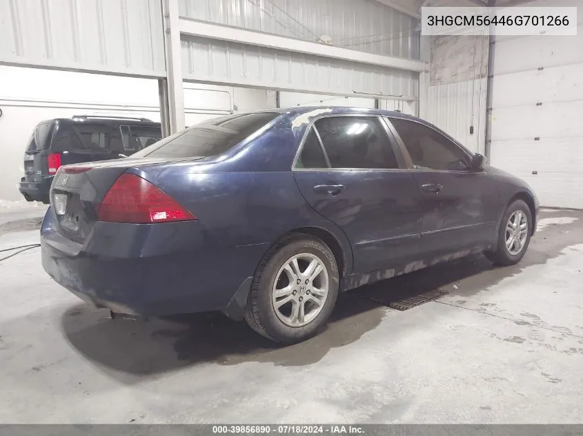 2006 Honda Accord 2.4 Lx VIN: 3HGCM56446G701266 Lot: 39856890