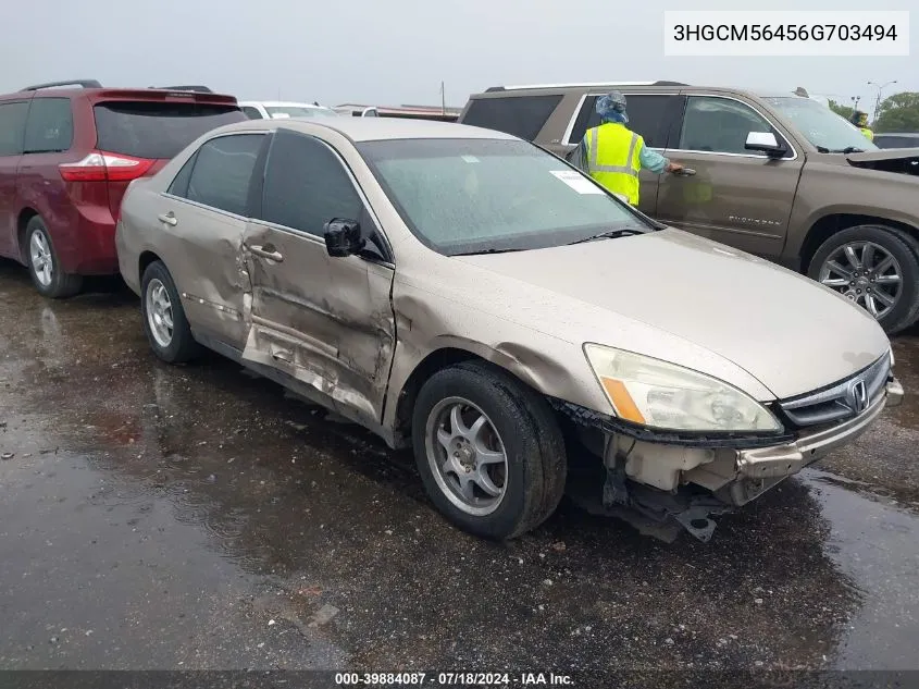 2006 Honda Accord 2.4 Lx VIN: 3HGCM56456G703494 Lot: 39884087