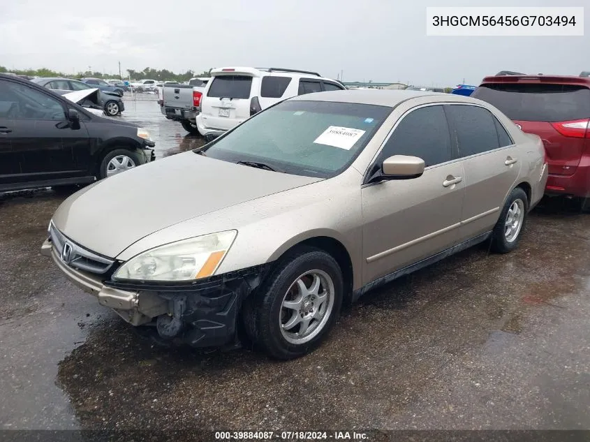 2006 Honda Accord 2.4 Lx VIN: 3HGCM56456G703494 Lot: 39884087