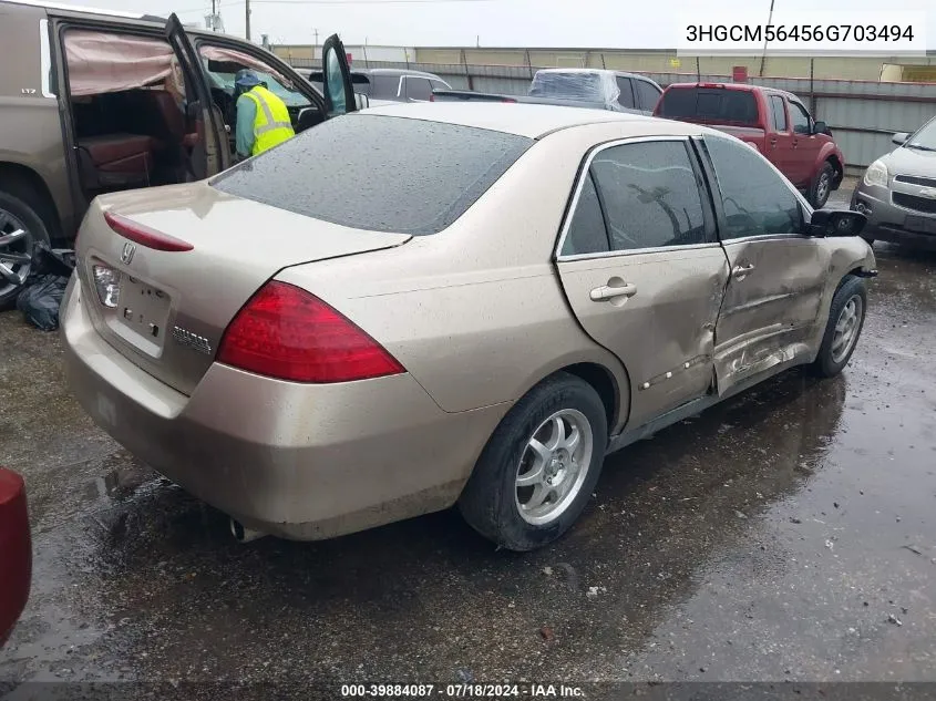 2006 Honda Accord 2.4 Lx VIN: 3HGCM56456G703494 Lot: 39884087