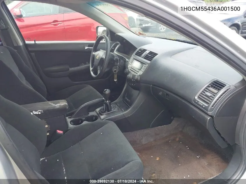 1HGCM55436A001500 2006 Honda Accord 2.4 Lx