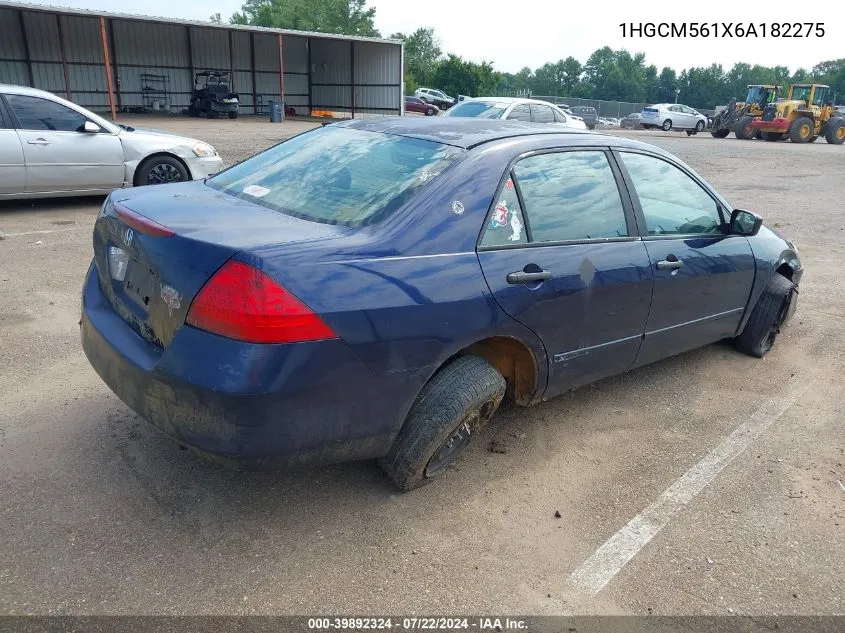 2006 Honda Accord 2.4 Vp VIN: 1HGCM561X6A182275 Lot: 39892324